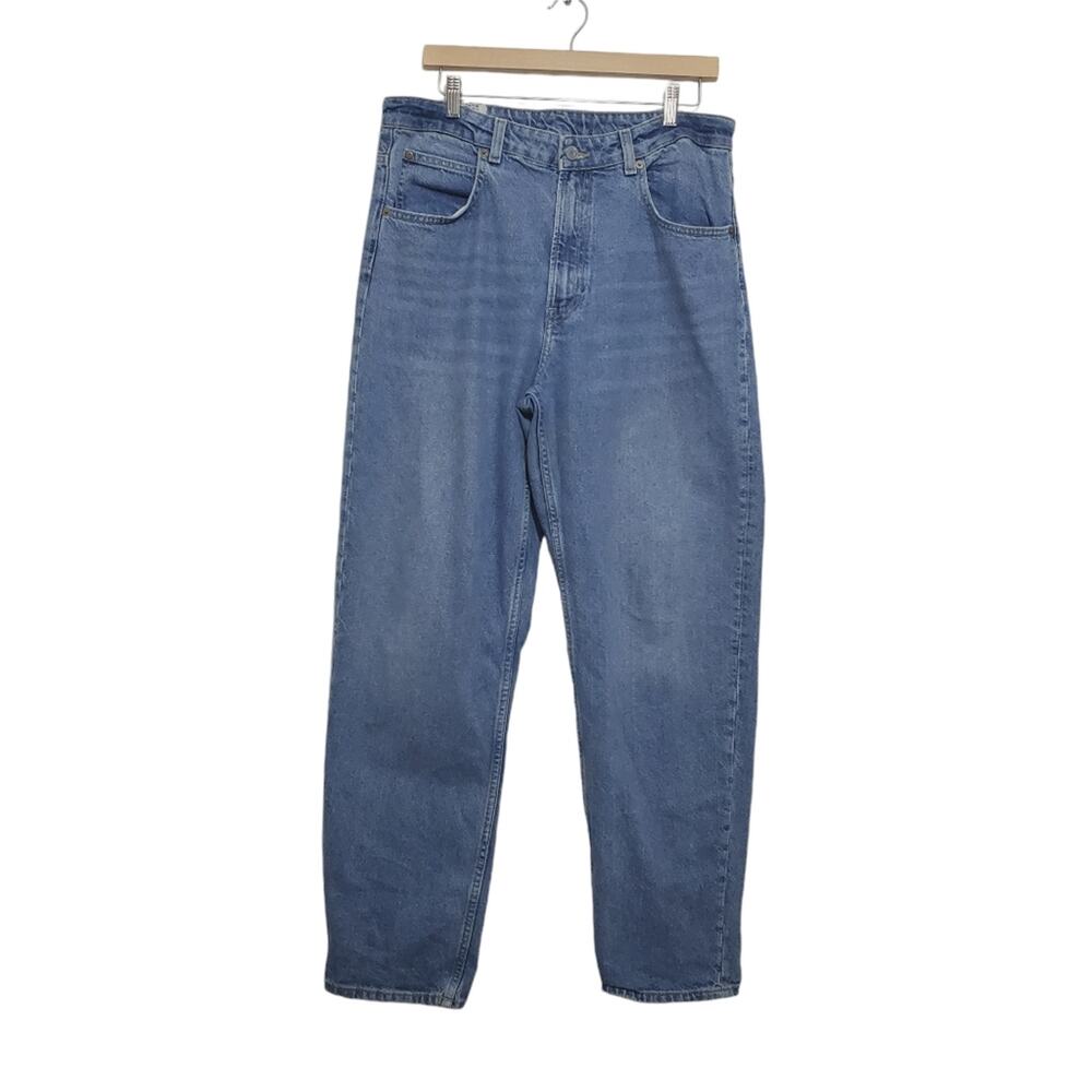 H&M 90s Baggy Jeans Barrel Leg Recycled Denim Collection Cotton Sz 12